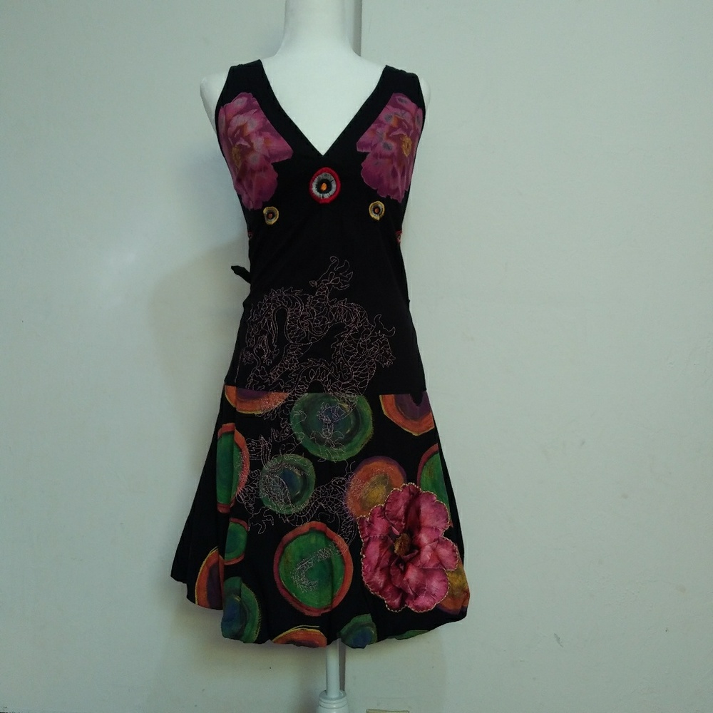 Desigual printed with embroidery v neck tank ball - Picture 1 of 6